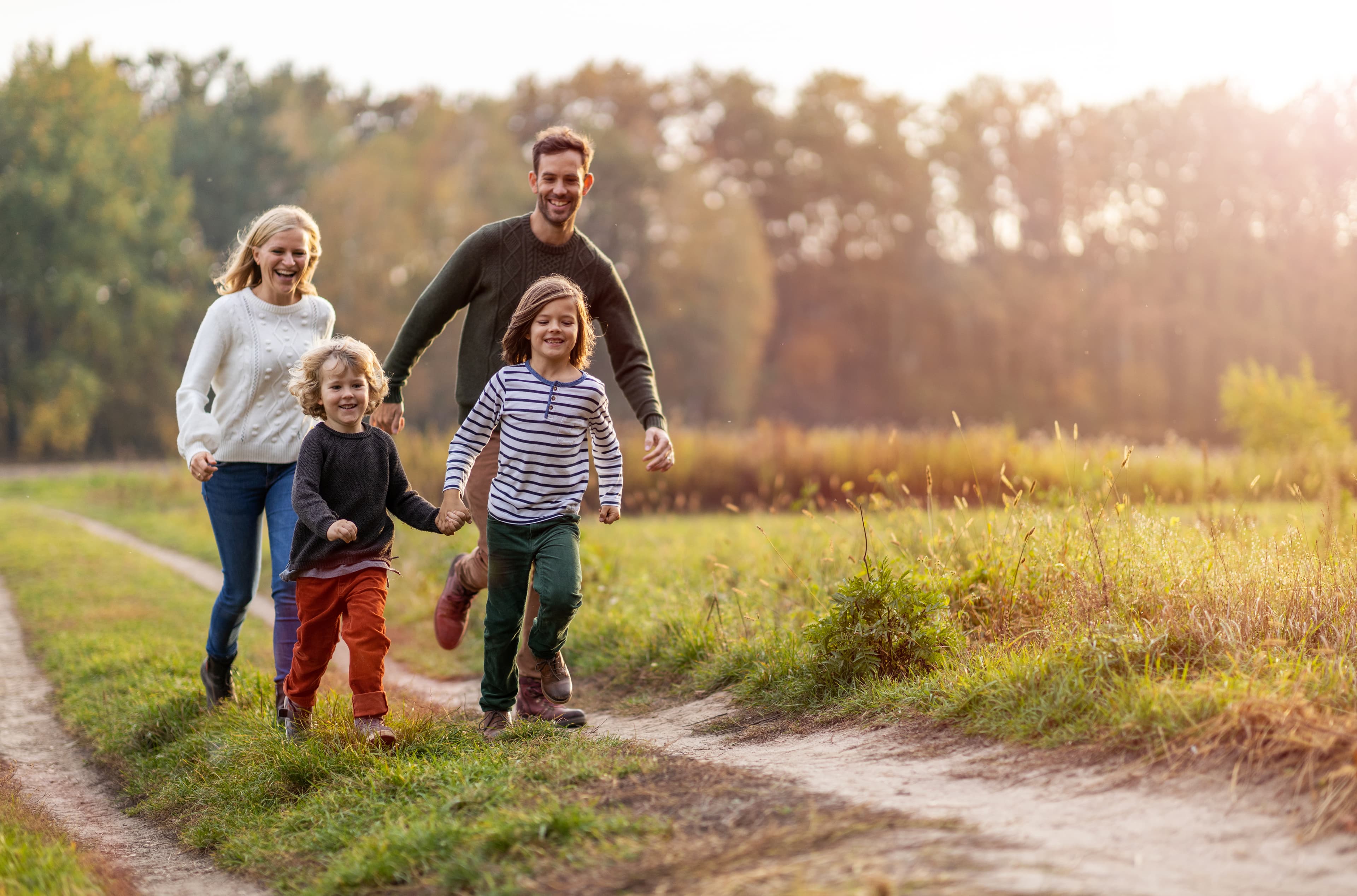 Young family having fun outdoors
