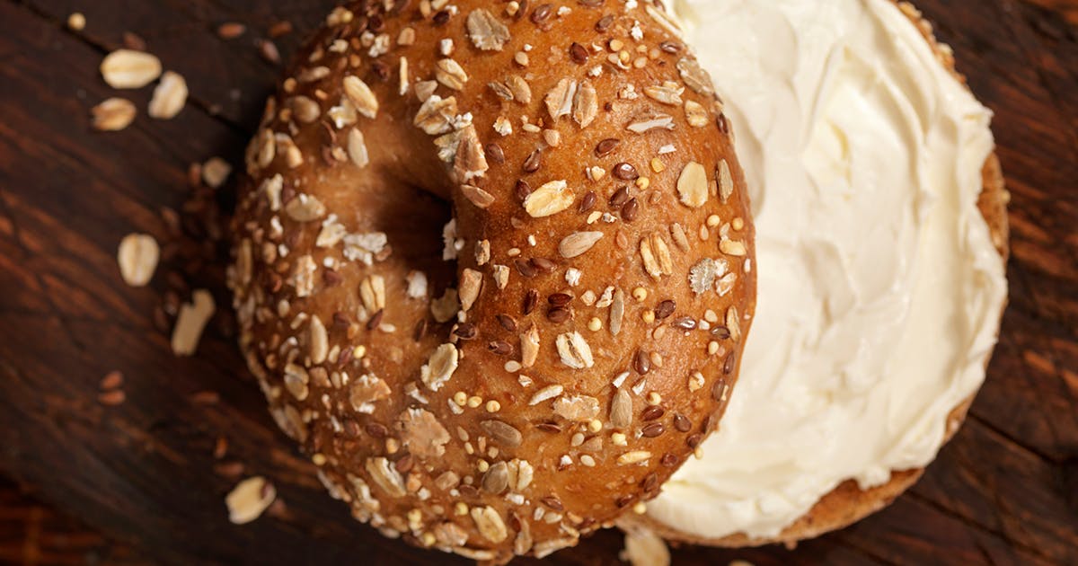  A whole-grain bagel and cream cheese